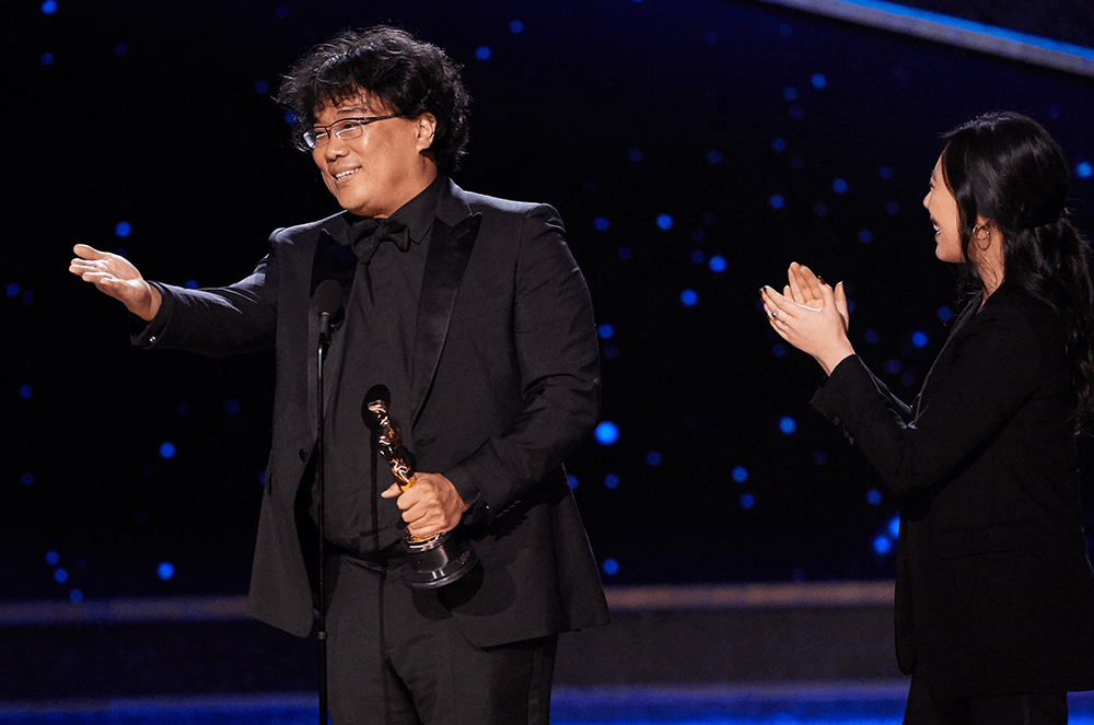 “Bon Joon Ho accepting award onstage