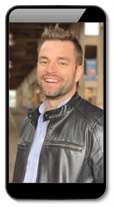 Man smiling in leather jacket 